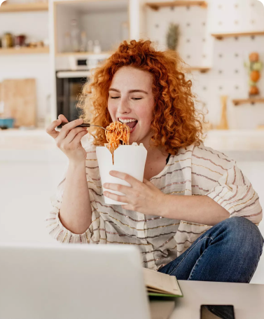 Woman enjoying food